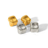 Titanium Steel Geometric Irregular Pleated Tofu Block Earrings For Women Electroplated
