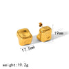 Titanium Steel Geometric Irregular Pleated Tofu Block Earrings For Women Electroplated