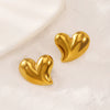 Titanium Steel Geometric Irregular Square Concave Ear Studs With Hammer Pattern And Electroplating For Women