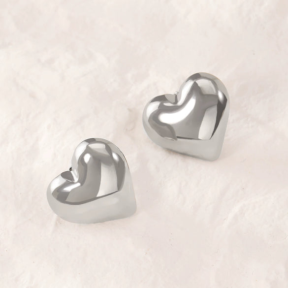 Titanium Steel Geometric Irregular Square Concave Ear Studs With Hammer Pattern And Electroplating For Women