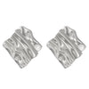 Titanium Steel Geometric Irregular Square Concave Ear Studs With Hammer Pattern And Electroplating For Women