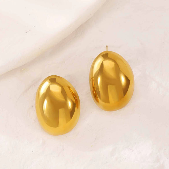 Titanium Steel Geometric Irregular Square Concave Ear Studs With Hammer Pattern And Electroplating For Women