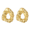 Titanium Steel Geometric Irregular Square Concave Ear Studs With Hammer Pattern And Electroplating For Women