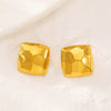 Titanium Steel Geometric Irregular Square Concave Ear Studs With Hammer Pattern And Electroplating For Women