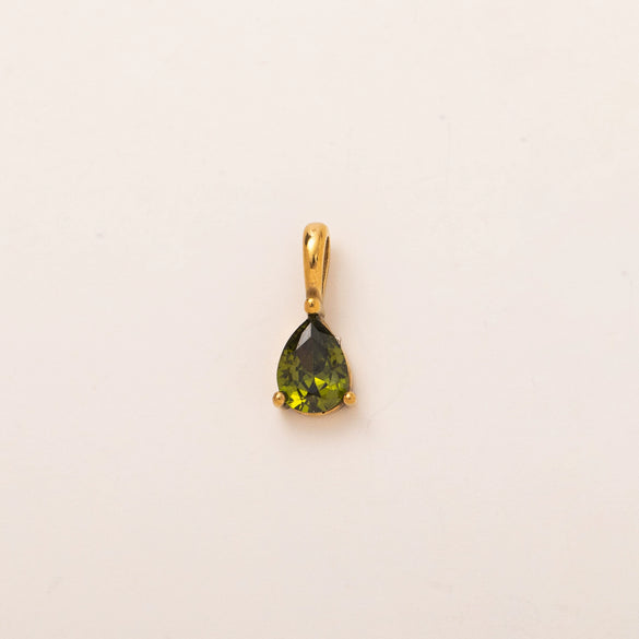 Titanium Steel Geometric 18K Gold Electroplated Birthstone Pendant Necklace With O Word Chain