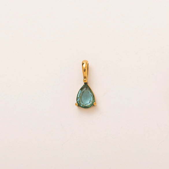 Titanium Steel Geometric 18K Gold Electroplated Birthstone Pendant Necklace With O Word Chain