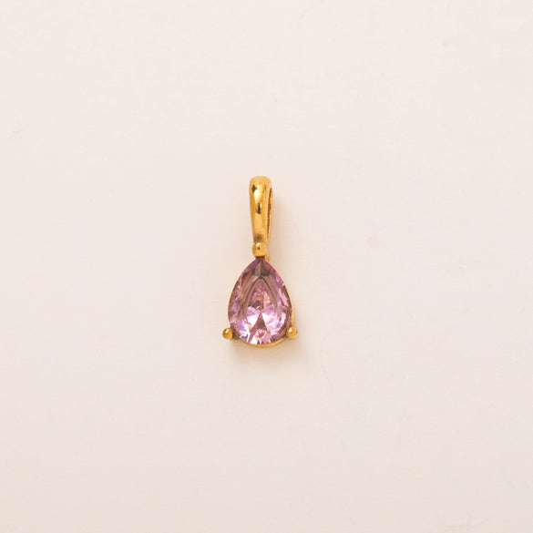 Titanium Steel Geometric 18K Gold Electroplated Birthstone Pendant Necklace With O Word Chain