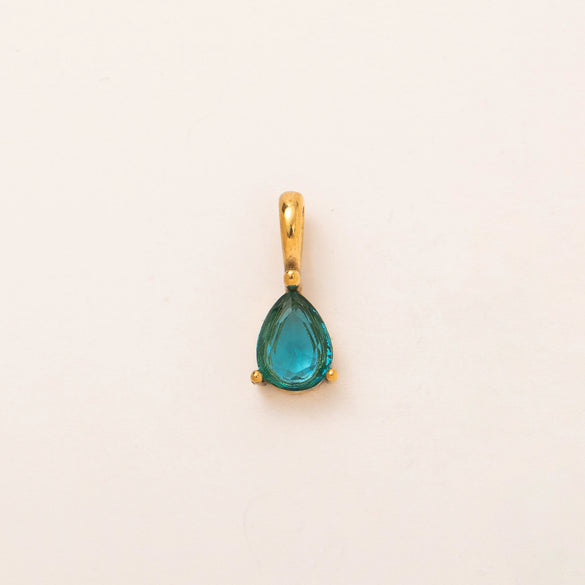 Titanium Steel Geometric 18K Gold Electroplated Birthstone Pendant Necklace With O Word Chain