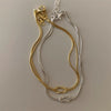 Titanium Steel Geometric Knot Chain Necklace And Herringbone Bracelet Handmade Electroplated For Women