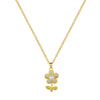 Titanium Steel Geometric Light Luxury Full Diamond Leaves Flower Earrings Necklace Set Electroplated