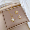 Titanium Steel Geometric Light Luxury Natural Style Necklace And Earrings Set With Electroplating Treatment