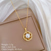 Titanium Steel Geometric Light Luxury Rotating Pearl Earrings Necklace Set With Electroplating