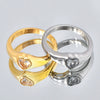Titanium Steel Geometric Love Heart Shaped Diamond Ring For Ladies