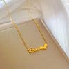 Titanium Steel Geometric Love Letter Minimalistic Electroplated Necklace For Unisex