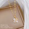 Titanium Steel Geometric Lucky Grass Microinlaid Real Gold Zircon Necklace Cartoon Style