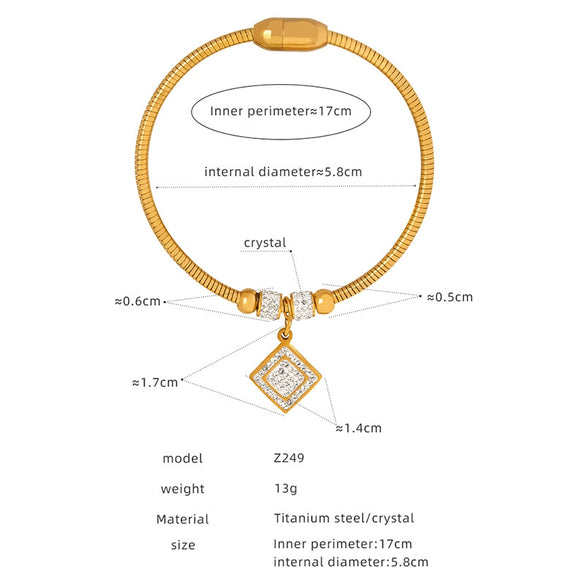 316L Stainless Steel Geometric Magnetic Pendant Bracelet Jewelry Electroplated For Women
