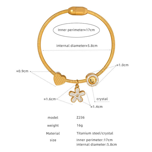 316L Stainless Steel Geometric Magnetic Pendant Bracelet Jewelry Electroplated For Women