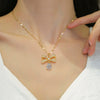 Titanium Steel Geometric Micro Inlay Women's Necklace Earrings Set With Electroplating