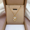 Titanium Steel Geometric Microinlaid Real Gold Fox Opal Women's Necklace With Diamond Design