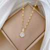 Titanium Steel Geometric Microinlaid Real Gold Zircon Necklace For Women