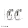 Titanium Steel Geometric Minimalist Microinlaid Electroplated Drop Earrings For Women