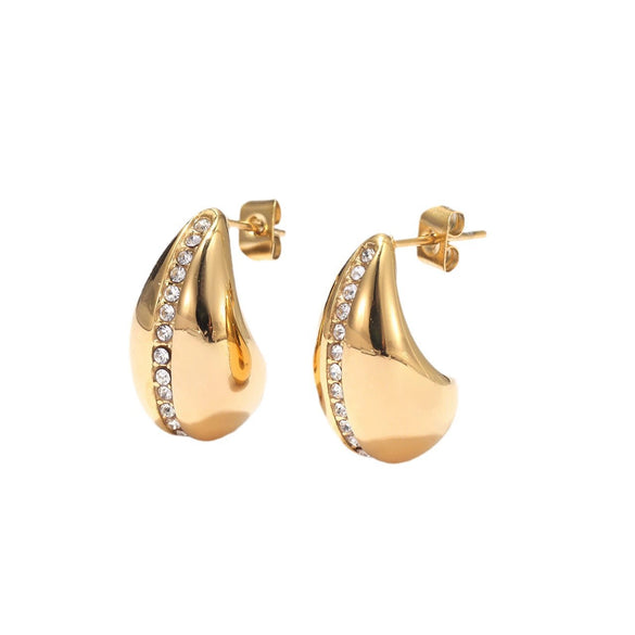 Titanium Steel Geometric Minimalist Microinlaid Electroplated Drop Earrings For Women