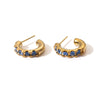 Titanium Steel Geometric Multicolor Zircon Earrings With 18K Gold Plated Electroplating Light Luxury Style Unisex