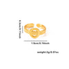 Titanium Steel Geometric Multilayer Ring With Heart Shape Flower Leaves Letters Numbers Text Pattern 18K Gold Plated Open Adjustable Style