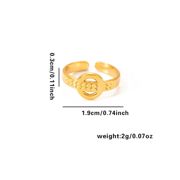 Titanium Steel Geometric Multilayer Ring With Heart Shape Flower Leaves Letters Numbers Text Pattern 18K Gold Plated Open Adjustable Style