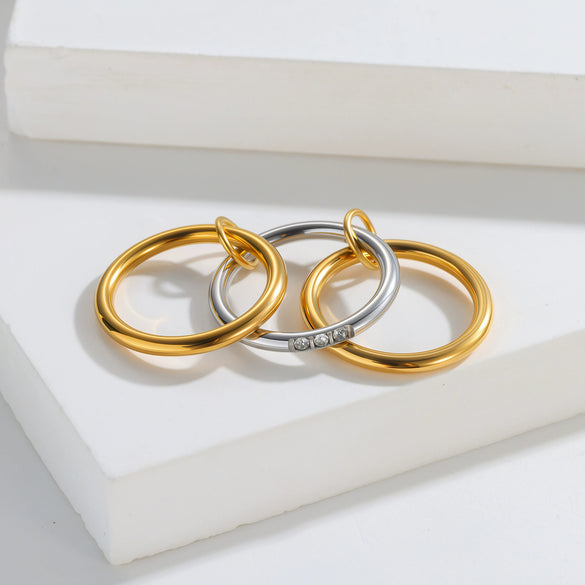 Titanium Steel Geometric Multiring Combination Women's Ring Electroplated