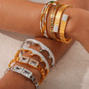 316L Stainless Steel Geometric Niche Retro Jewelry Plated 18K Gold Bracelet Inlaid With Colored Diamond