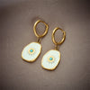Titanium Steel Geometric Oil Dripping Sunflower Pendant Earrings For Women With Electroplating