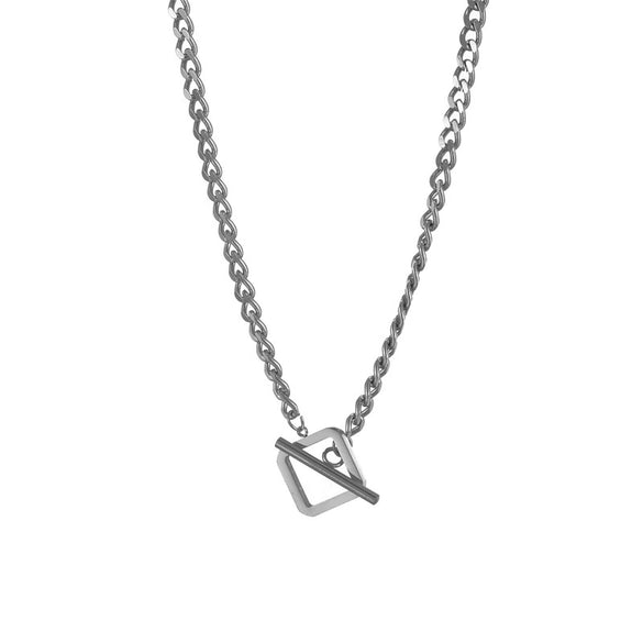 Titanium Steel Geometric Ot Buckle Hiphop Necklace With Electroplating