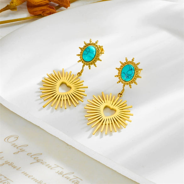 Titanium Steel Geometric Oval Retro Earrings With Electroplating Treatment