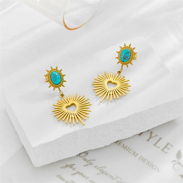 Titanium Steel Geometric Oval Retro Earrings With Electroplating Treatment