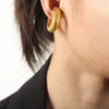 Titanium Steel Geometric Pattern Ear Clip Earrings With 18K Gold Plated Electroplating For Women