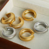 Titanium Steel Geometric Pattern Ear Clip Earrings With 18K Gold Plated Electroplating For Women