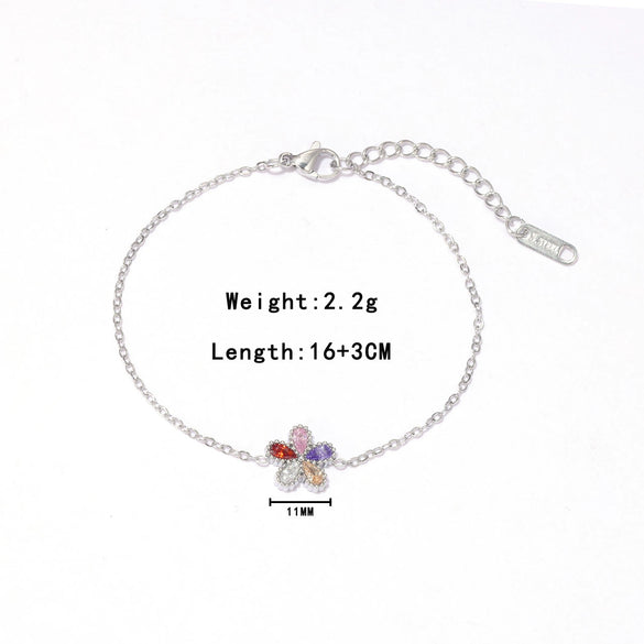 Titanium Steel Geometric Pattern Electroplated Minimalist Women's Bracelet With Plum Blossom Design