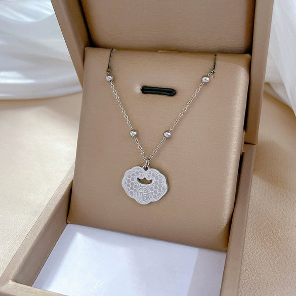 Titanium Steel Geometric Pattern Electroplated Normcore Style Cartoon Necklace For Unisex