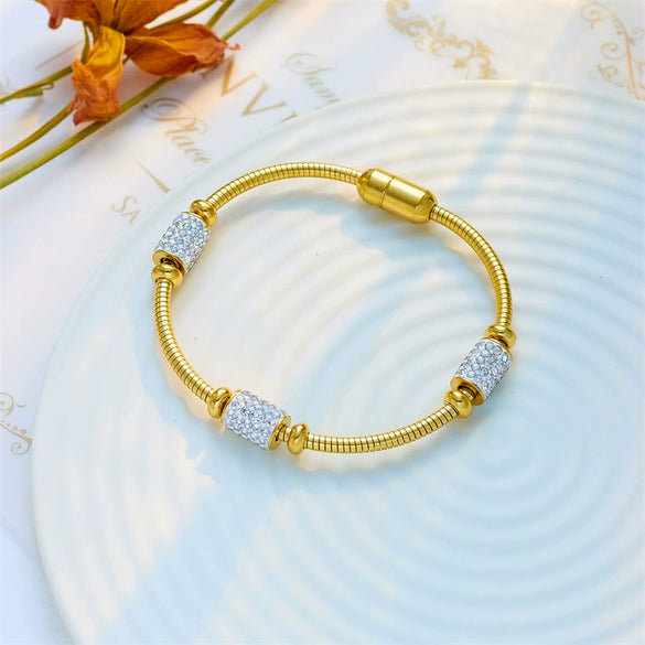Titanium Steel Geometric Pattern Electroplated Unisex Round Bracelet