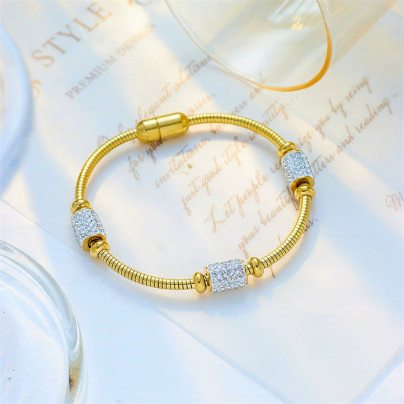 Titanium Steel Geometric Pattern Electroplated Unisex Round Bracelet