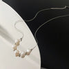 Titanium Steel Geometric Pearl Pendant Necklace For Women Light Luxury Snake Bone Chain