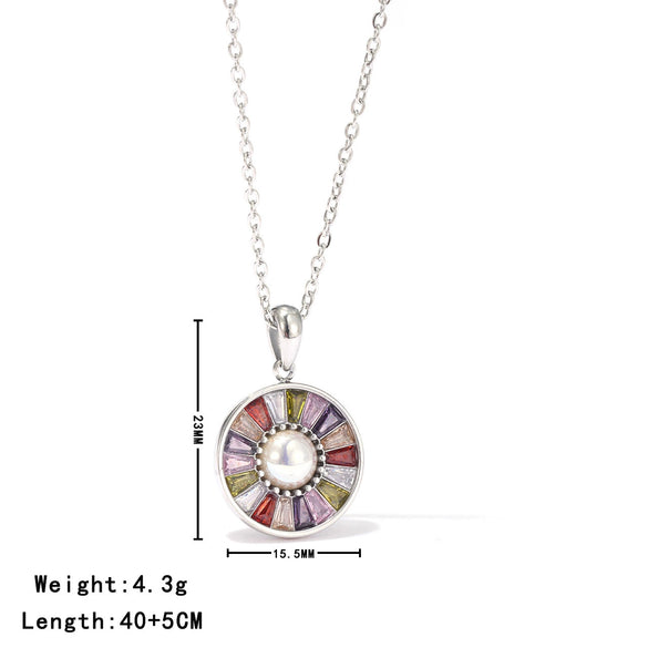 Titanium Steel Geometric Pendant Clavicle Chain Necklace For Women Electroplated Minimalist Jewelry