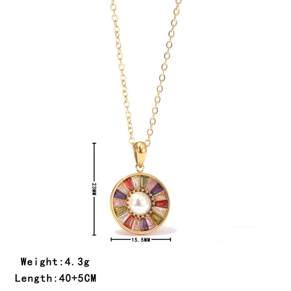 Titanium Steel Geometric Pendant Clavicle Chain Necklace For Women Electroplated Minimalist Jewelry