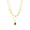 Titanium Steel Geometric Pendant Double Chain Necklace With Electroplating For Women