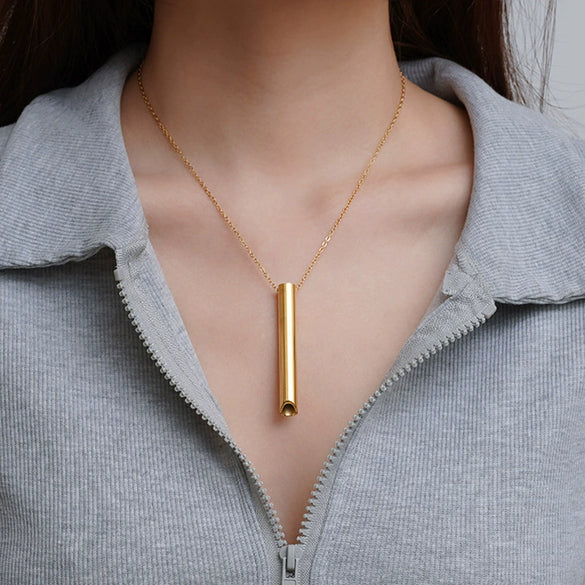 Titanium Steel Geometric Pendant Necklace Electroplated Minimalist Style For Women