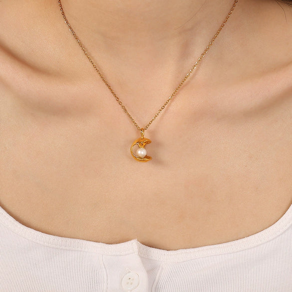 316L Stainless Steel Geometric Pendant Necklace For Women With Electroplating Design