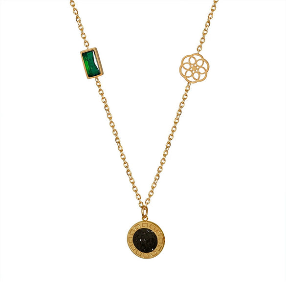 316L Stainless Steel Geometric Pendant Necklace Ochain For Women Electroplated Fashion Light Luxury