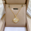 Titanium Steel Geometric Pendant Unisex Necklace With Shell Planet Zircon Design