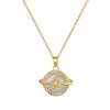 Titanium Steel Geometric Pendant Unisex Necklace With Shell Planet Zircon Design
